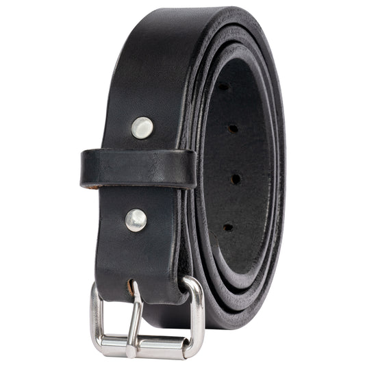 Full Grain Black Leather Belt Custom Pattern & Buckle - USA Made