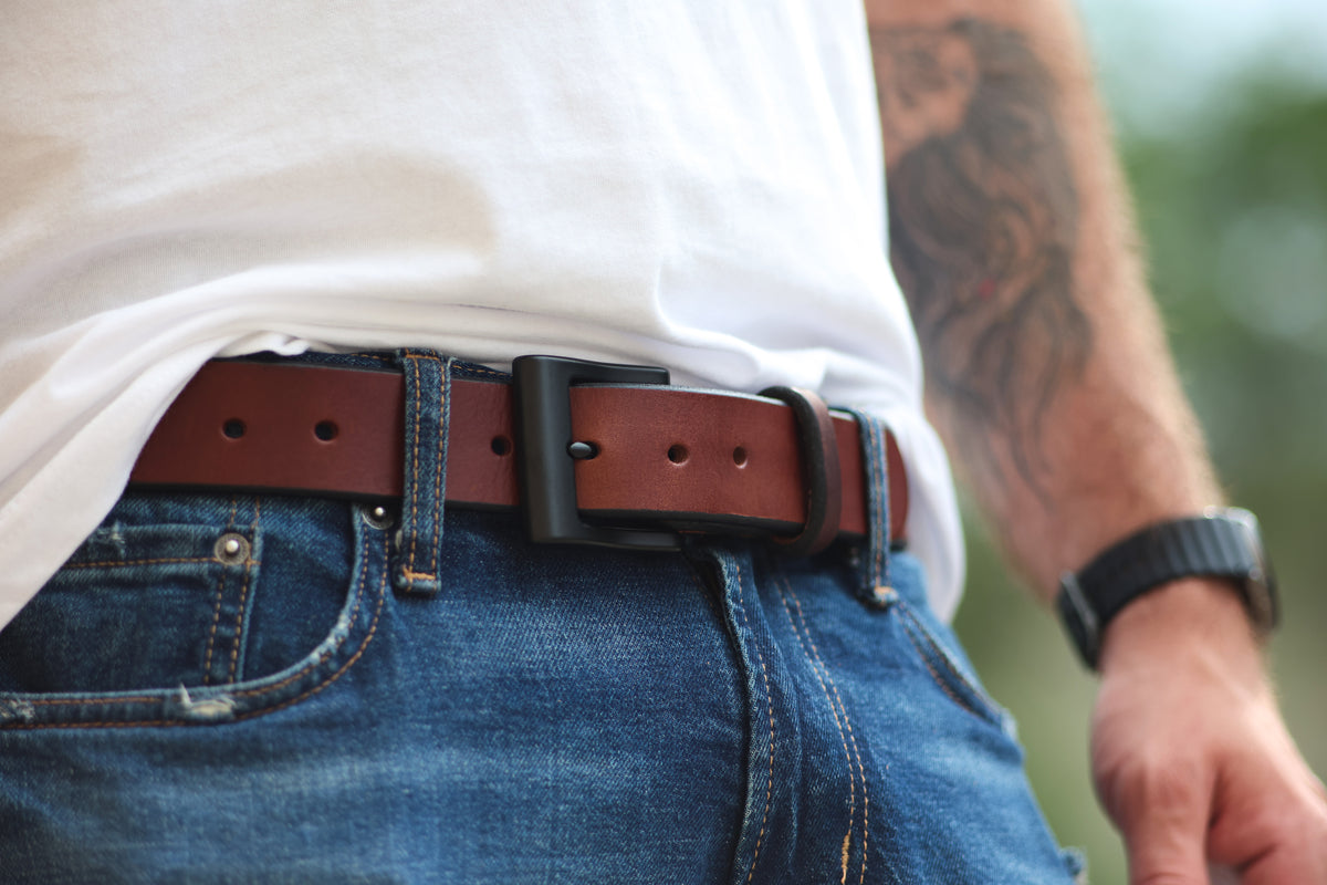 The Hudson full-grain leather belt, August workshop shoot