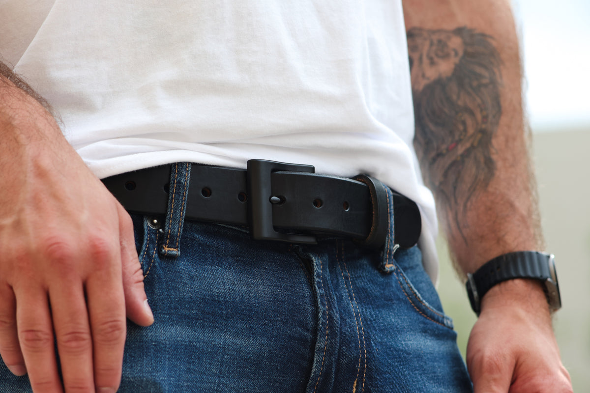 The Hudson full-grain leather belt, August workshop shoot
