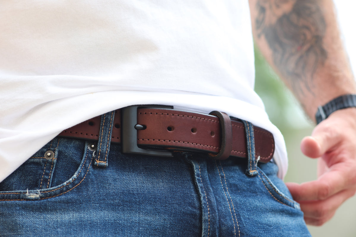 The Hudson full-grain leather belt, August workshop shoot