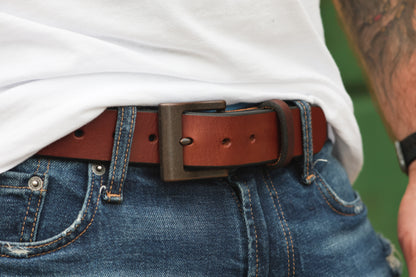 The Hudson full-grain leather belt, August workshop shoot
