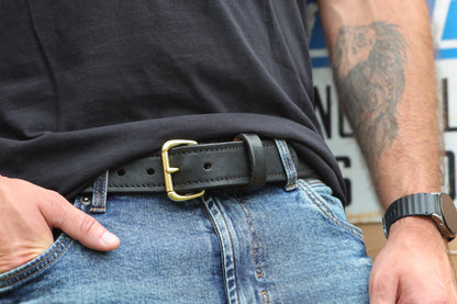 The Hudson full-grain leather belt, August workshop shoot