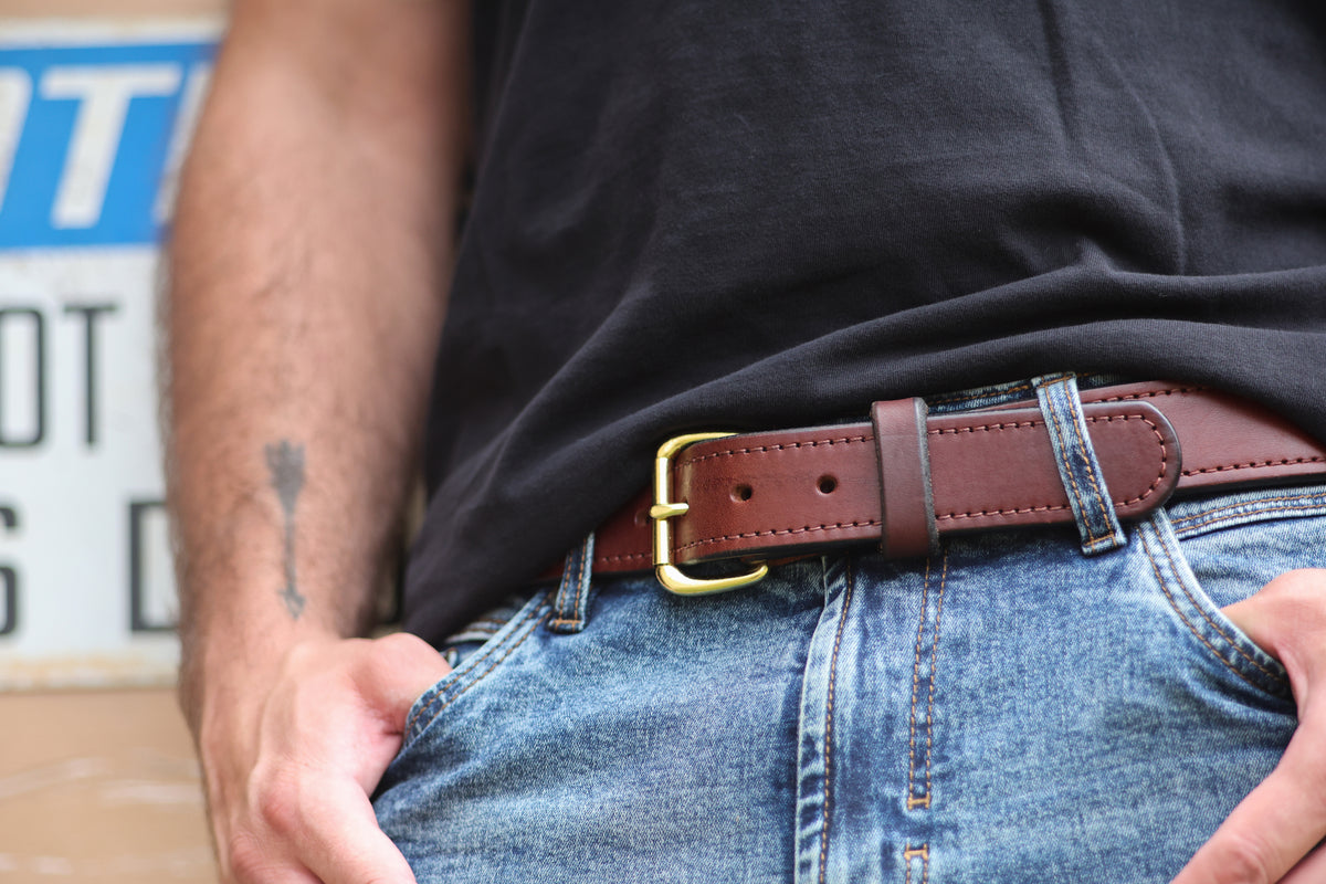 The Hudson full-grain leather belt, August workshop shoot