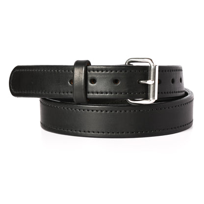 The Hudson full-grain leather belt in Black, stitched edge