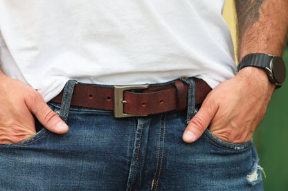 The Jefferson water buffalo leather belt, August workshop shoot