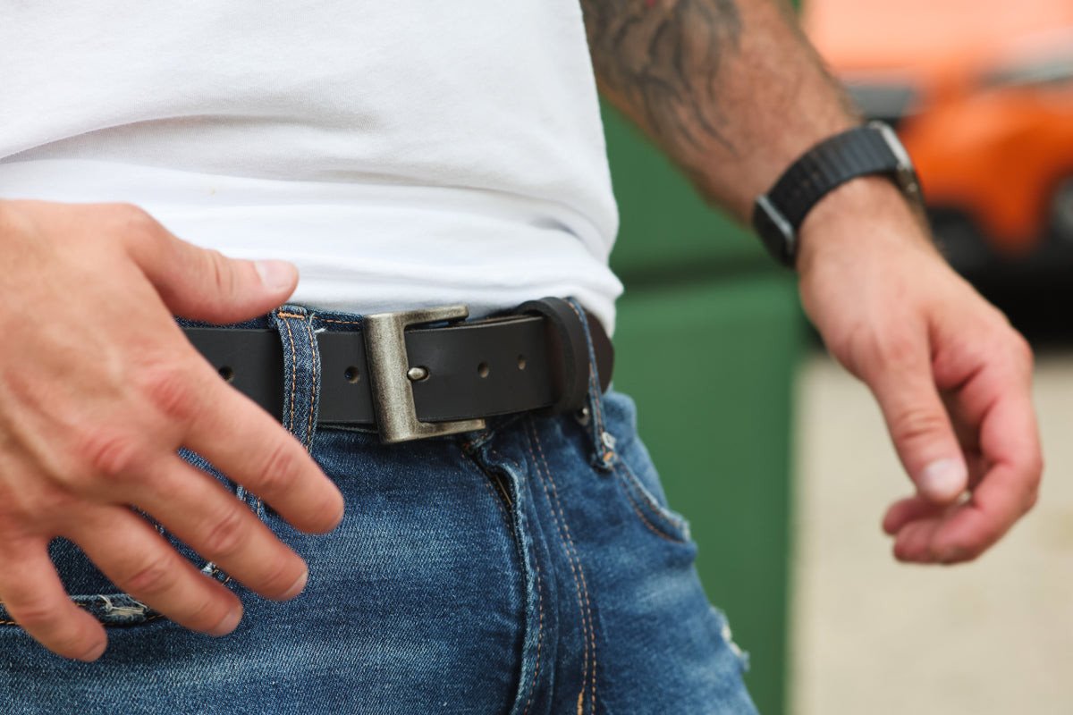 The Jefferson water buffalo leather belt, August workshop shoot