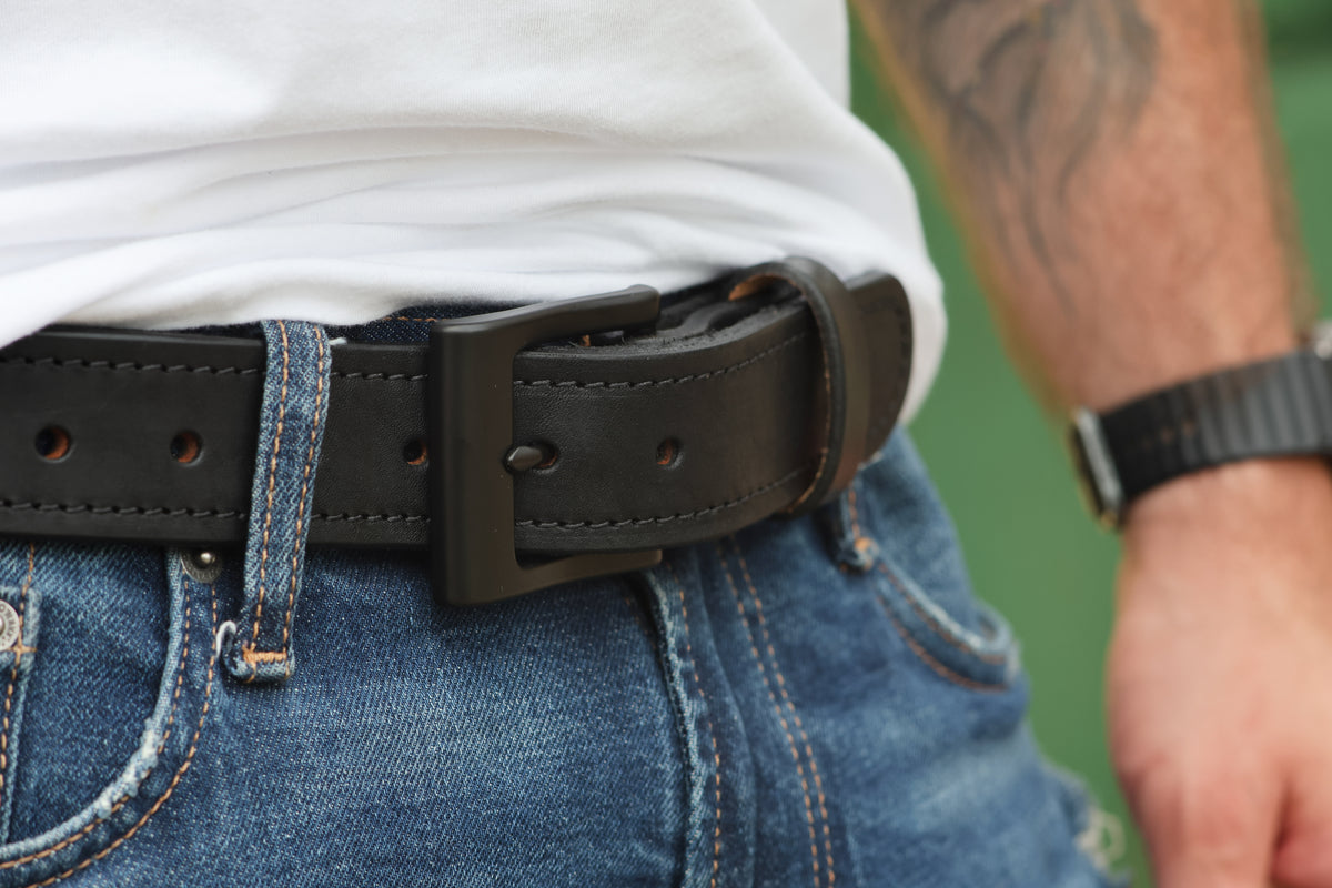 The Jefferson water buffalo leather belt, August workshop shoot