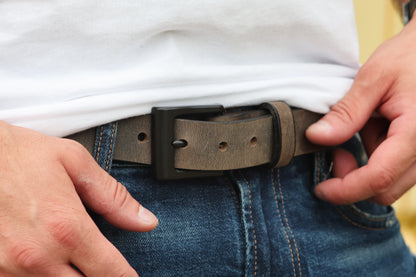 The Jefferson water buffalo leather belt, August workshop shoot