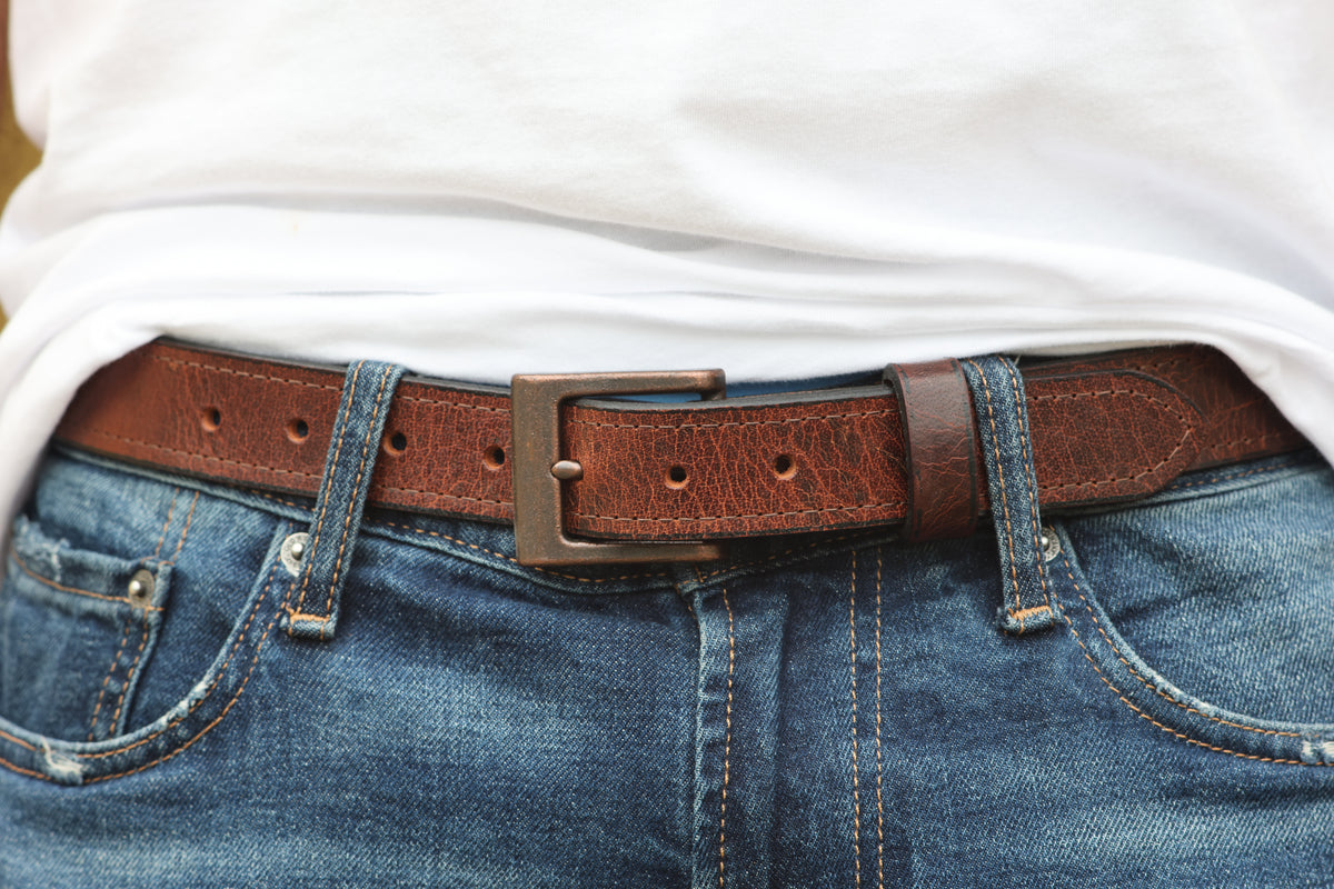 The Jefferson water buffalo leather belt, August workshop shoot