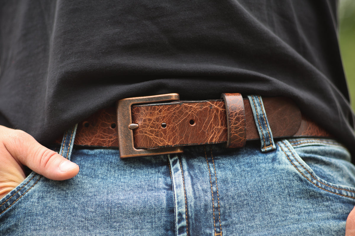 The Jefferson water buffalo leather belt, August workshop shoot