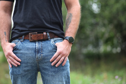 The Jefferson water buffalo leather belt, August workshop shoot