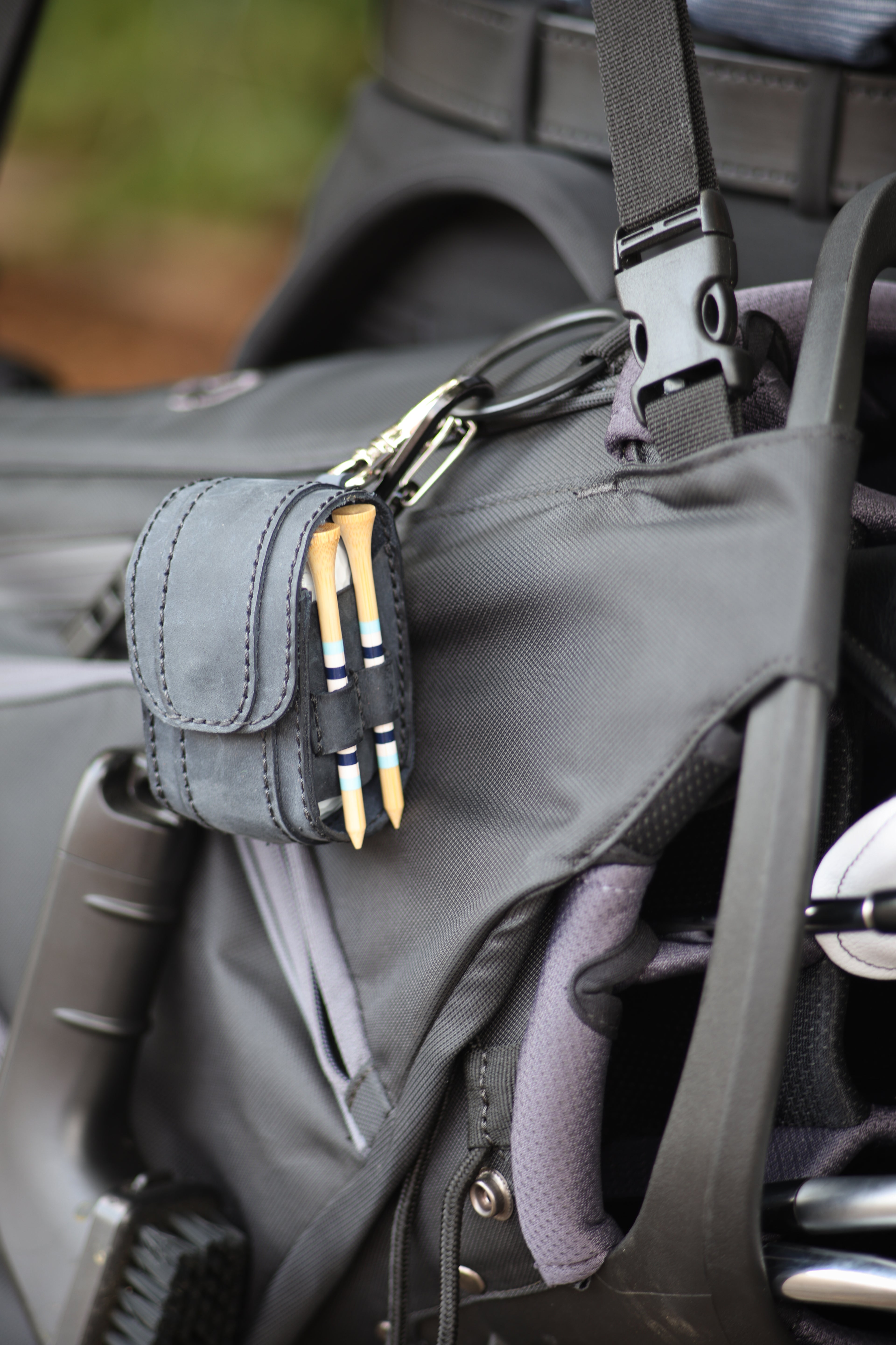 The Mini Caddy leather golf pouch — August workshop shoot