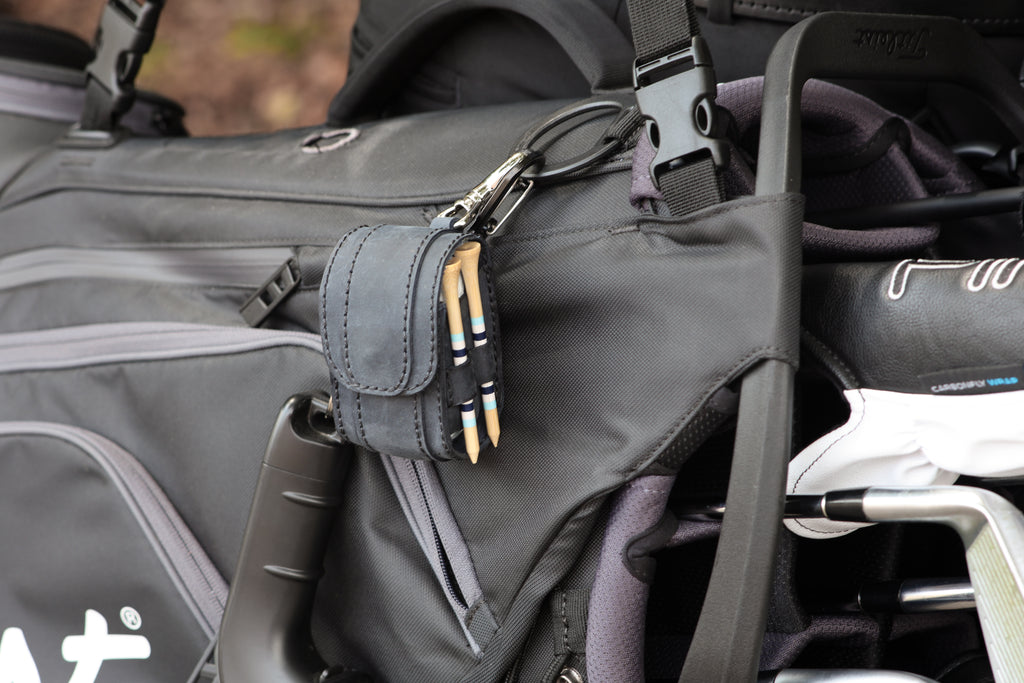 The Mini Caddy leather golf pouch — August workshop shoot