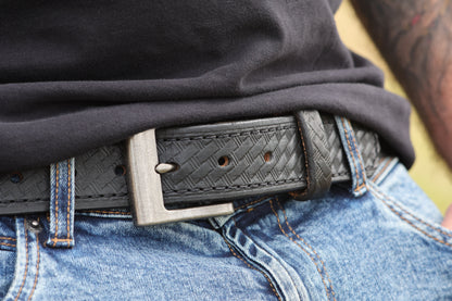 The Woodward basket weave leather belt, August workshop shoot