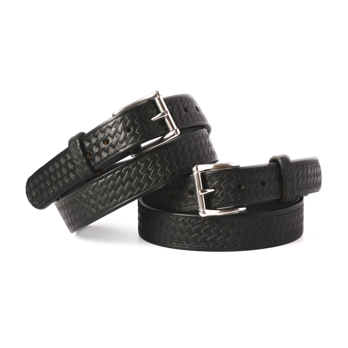 The Woodward basket weave leather belt in Black